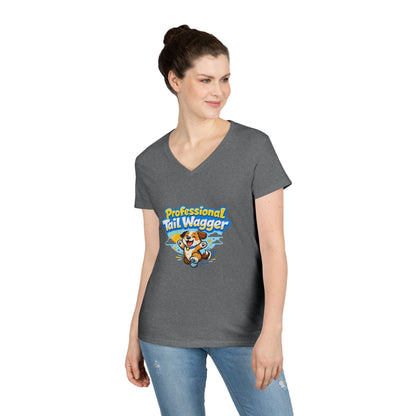 Professional Tail Wagger T-Shirt — Cute Dog Lover V‑Neck Tee Printify