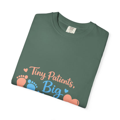 T-Shirt — "Tiny Patients, Big Heart" Baby Footprint Awareness Tee Printify