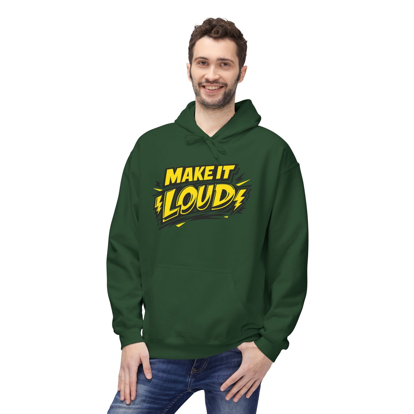 Make It Loud Hoodie — Bold Yellow Graphic Pullover