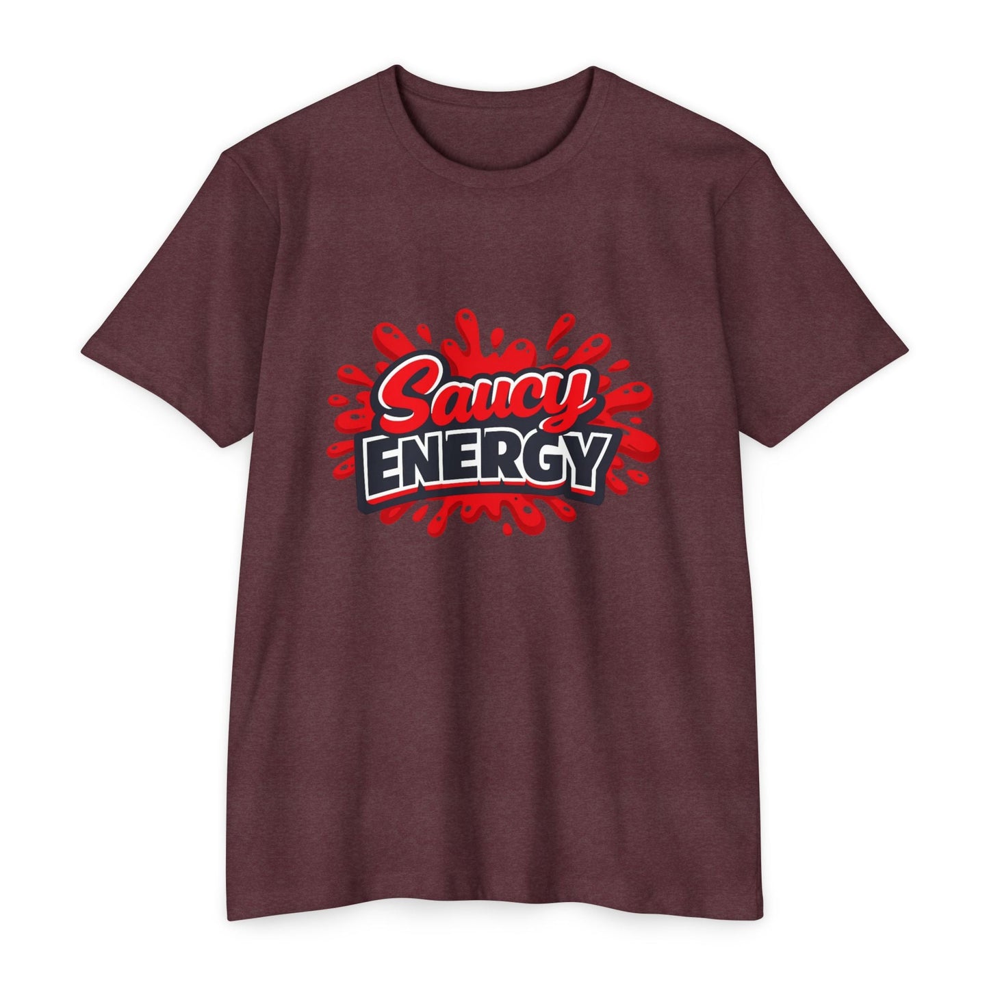 Saucy Energy T-Shirt — Bold Red Splash Graphic Tee Printify