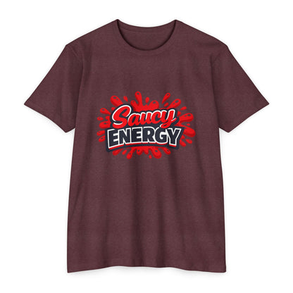 Saucy Energy T-Shirt — Bold Red Splash Graphic Tee Printify