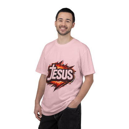 Jesus Graphic T-Shirt for Men – Bold Flame Logo Christian Faith Tee Printify
