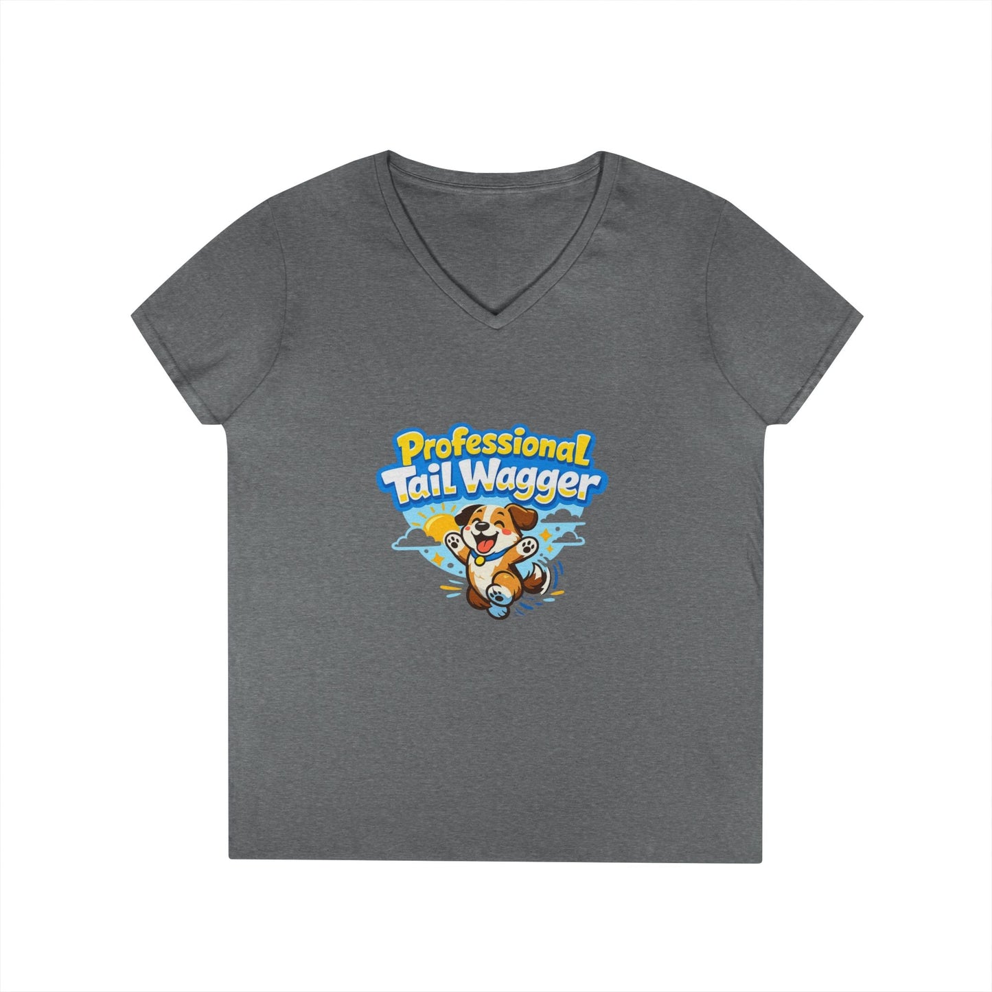 Professional Tail Wagger T-Shirt — Cute Dog Lover V‑Neck Tee Printify