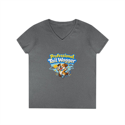 Professional Tail Wagger T-Shirt — Cute Dog Lover V‑Neck Tee Printify