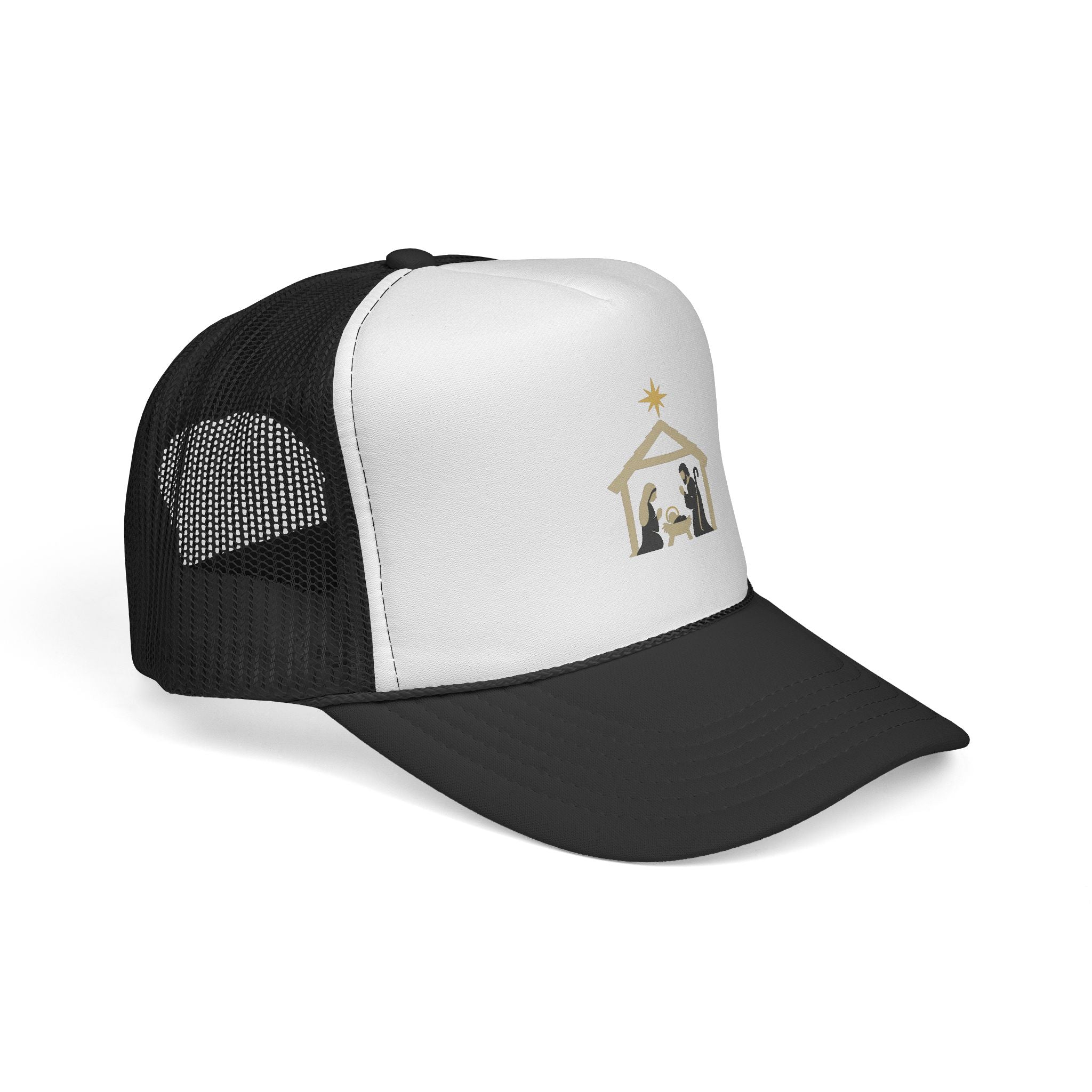 Nativity Trucker Cap — Christmas Manger Hat with Holy Family Design