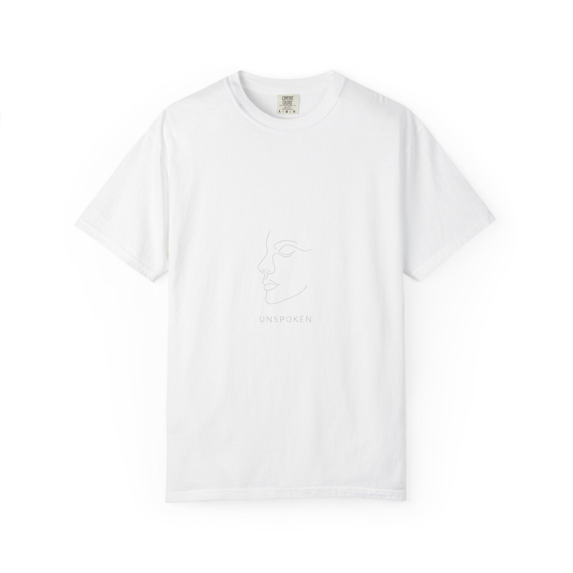 Minimal Face Line Art T-Shirt — Subtle Embossed ‘NORMCORE’ Graphic Printify
