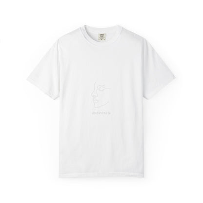 Minimal Face Line Art T-Shirt — Subtle Embossed ‘NORMCORE’ Graphic Printify