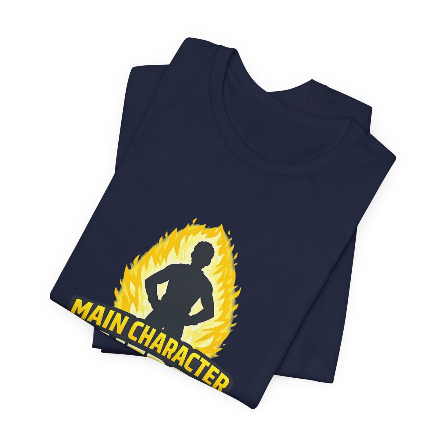 Main Character Energy T-Shirt - Graphic Tee with Bold Silhouette & Flame Design Printify