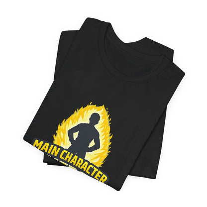 Main Character Energy T-Shirt - Graphic Tee with Bold Silhouette & Flame Design Printify