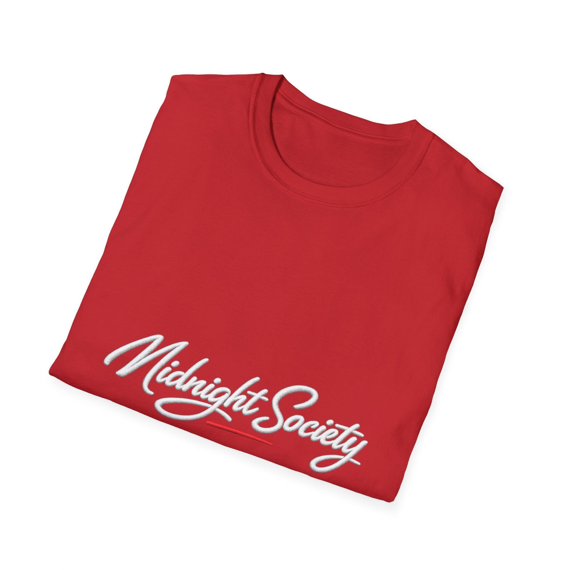 Midnight Society T-Shirt — Script Logo Tee for Nightlife & Streetwear Printify