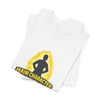 Main Character Energy T-Shirt - Graphic Tee with Bold Silhouette & Flame Design Printify