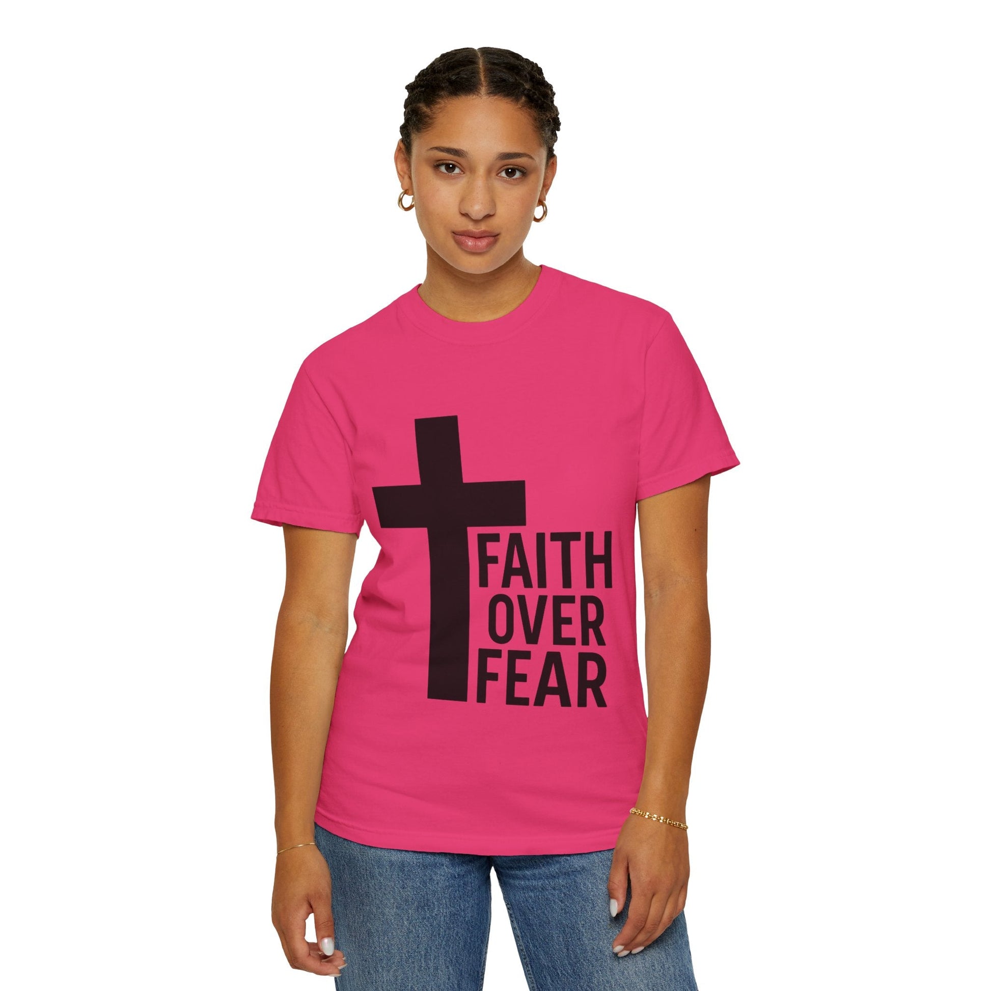Faith Over Fear T-Shirt — Christian Cross Inspirational Tee Printify