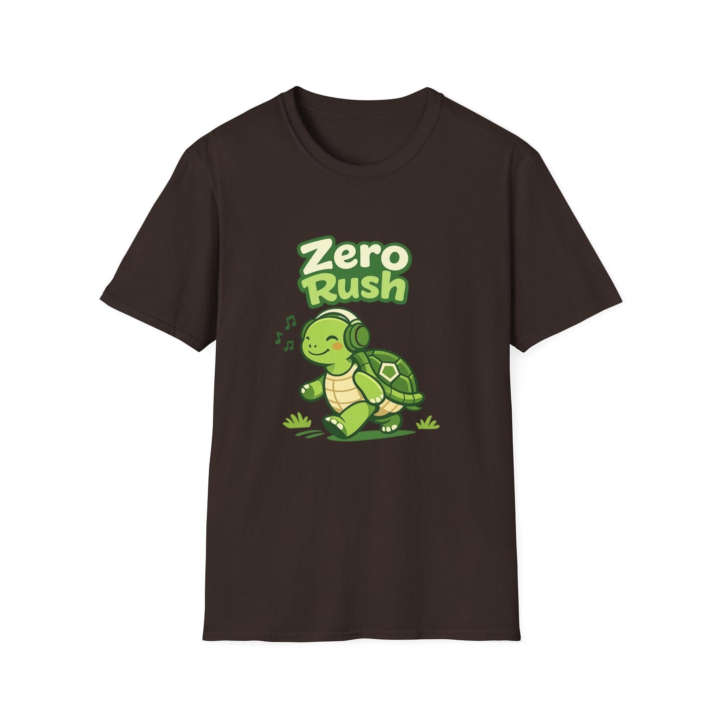 T-Shirt — 'Zero Rush' Cute Turtle Graphic Unisex Tee for Relaxed, Slow-Living Fans Printify