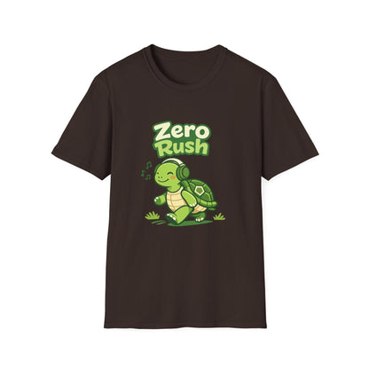 T-Shirt — 'Zero Rush' Cute Turtle Graphic Unisex Tee for Relaxed, Slow-Living Fans Printify