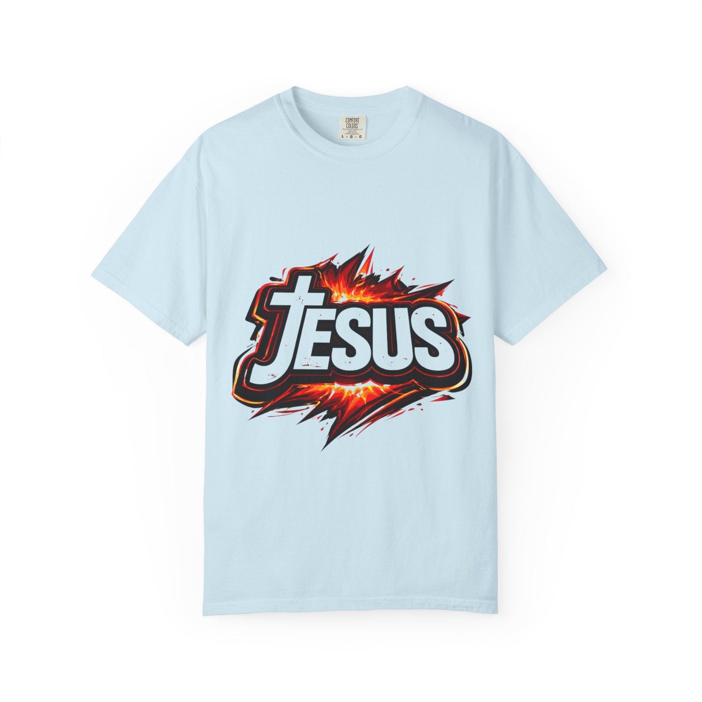 Jesus Graphic T-Shirt for Men – Bold Flame Logo Christian Faith Tee Printify