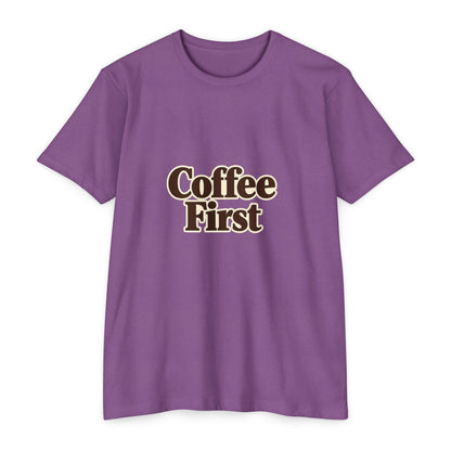 Coffee First T-Shirt — Retro Script Coffee Lover Tee Printify