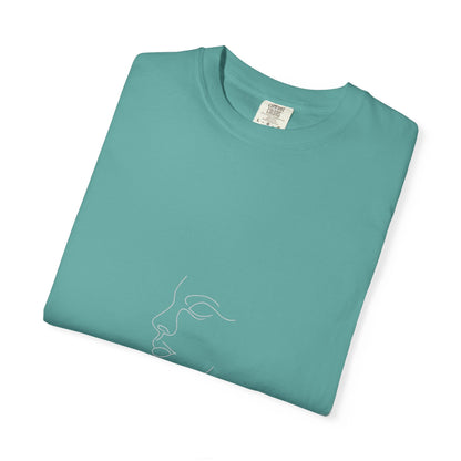 Minimal Face Line Art T-Shirt — Subtle Embossed ‘NORMCORE’ Graphic Printify