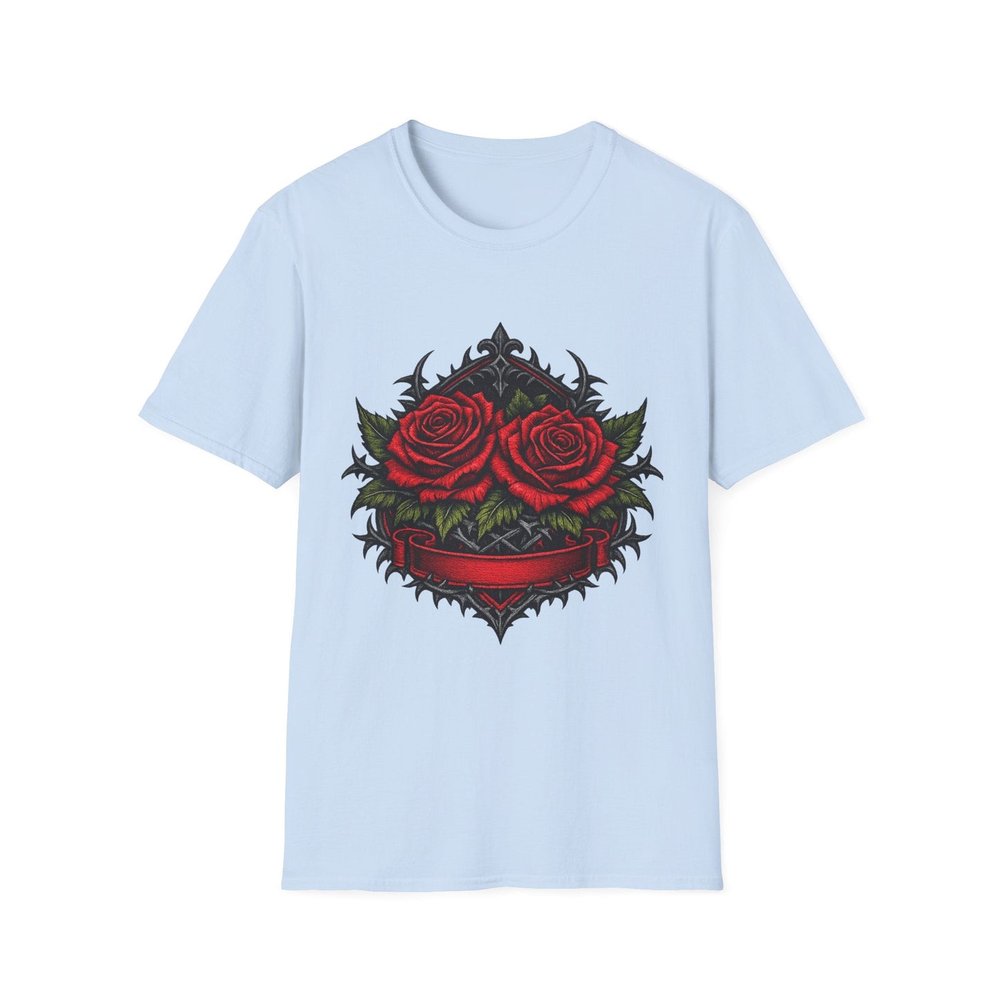 Rose Heart T-Shirt — Gothic Red Roses Graphic Tee Printify