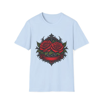 Rose Heart T-Shirt — Gothic Red Roses Graphic Tee Printify