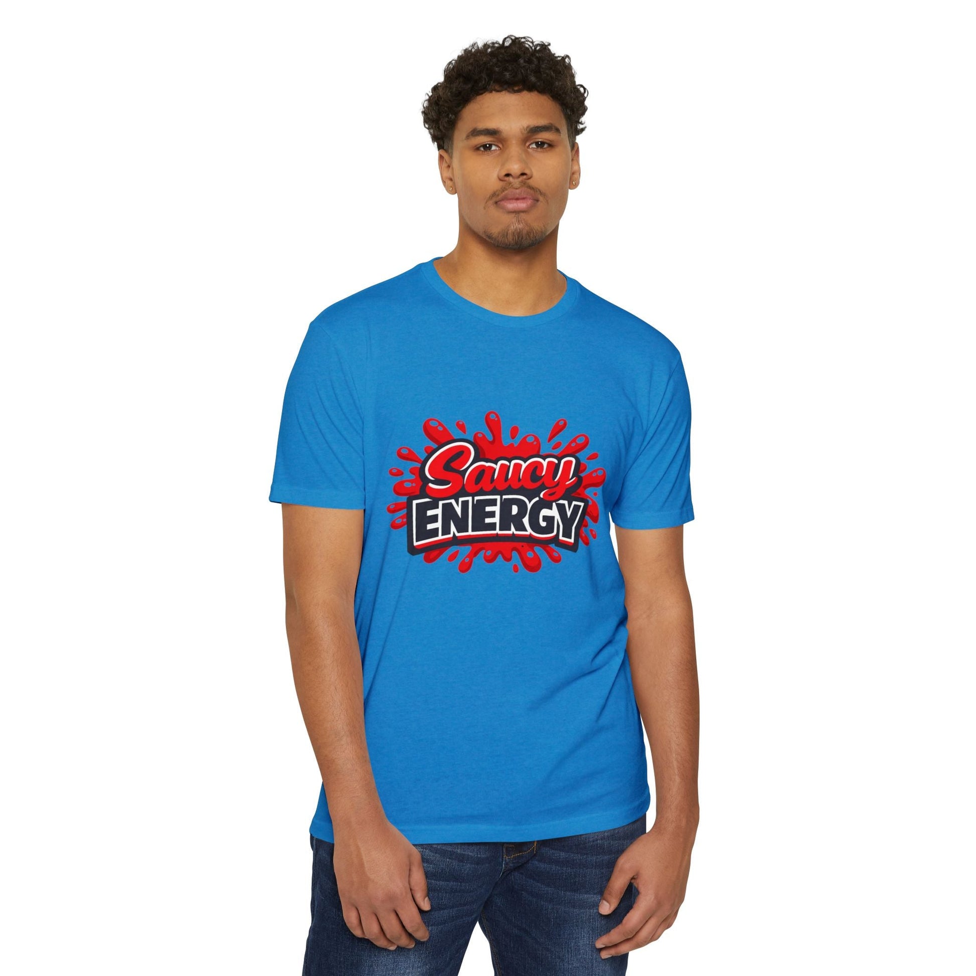 Saucy Energy T-Shirt — Bold Red Splash Graphic Tee Printify