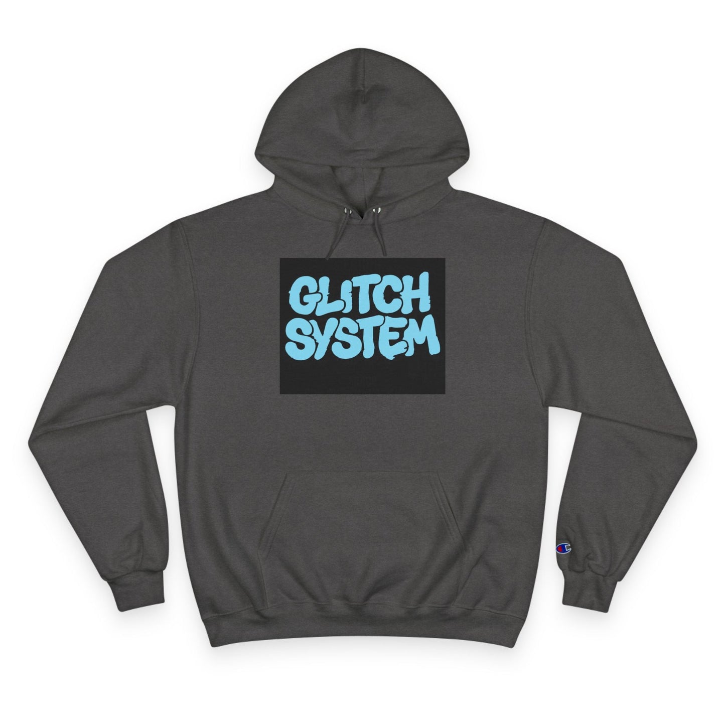 Glitch System Hoodie — Retro Graffiti Streetwear Champion Hoodie Printify