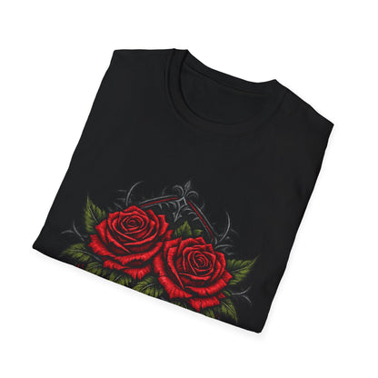 Rose Heart T-Shirt — Gothic Red Roses Graphic Tee Printify