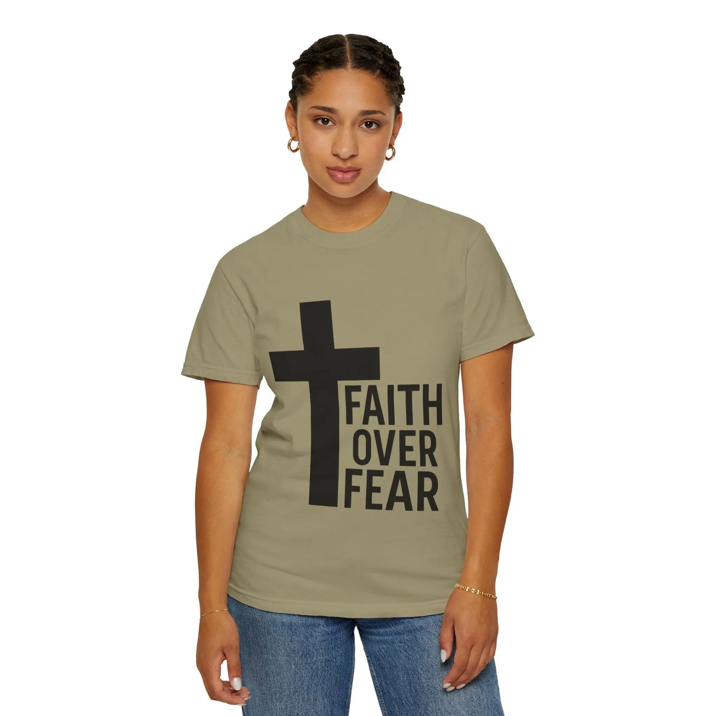 Faith Over Fear T-Shirt — Christian Cross Inspirational Tee Printify