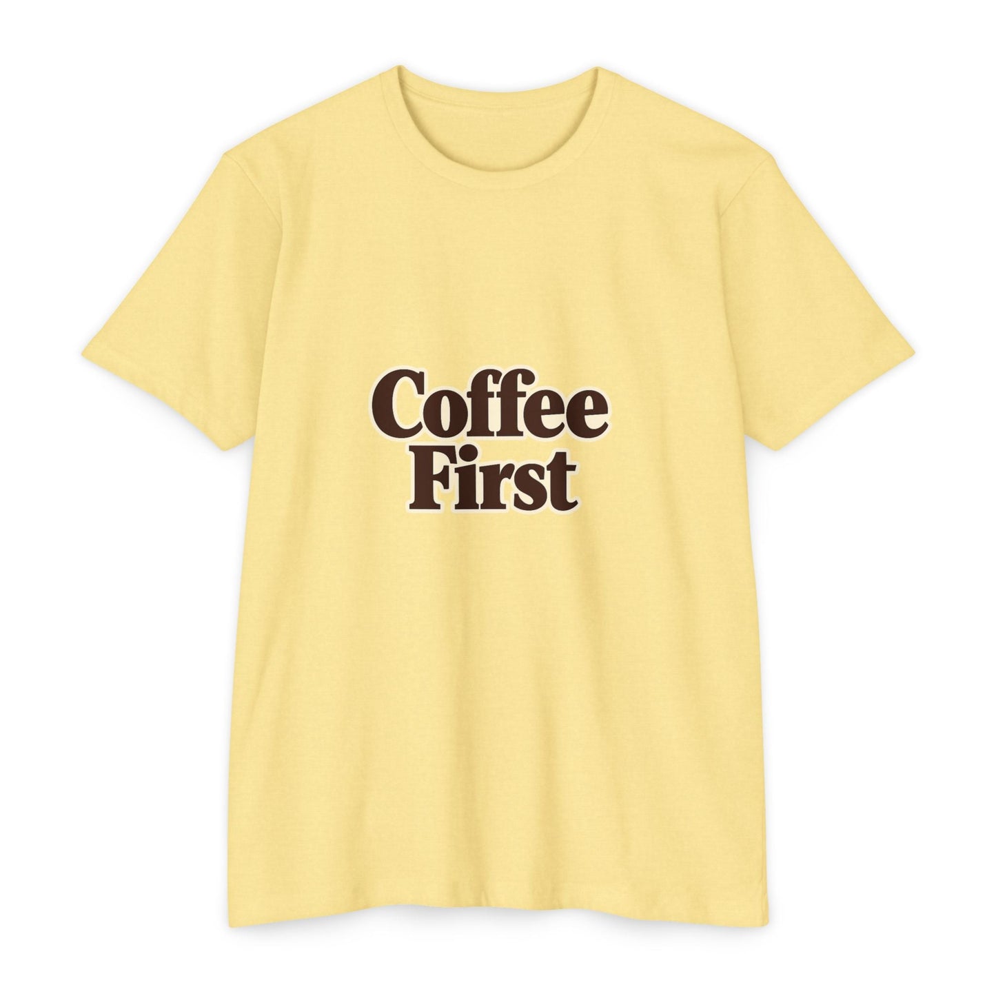 Coffee First T-Shirt — Retro Script Coffee Lover Tee Printify