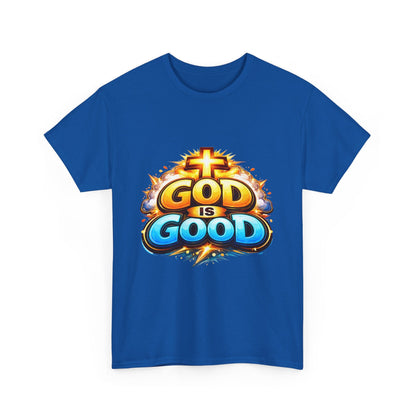 God Is Good T-Shirt for Men – Christian Faith Tee with Cross Graphic Printify