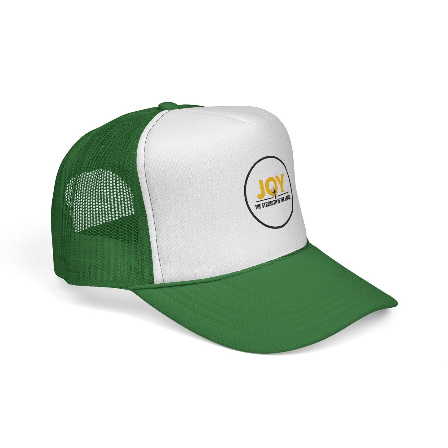 Joy Circle Trucker Cap — 'Joy, One Strength of the Soul' Retro Mesh Hat Printify