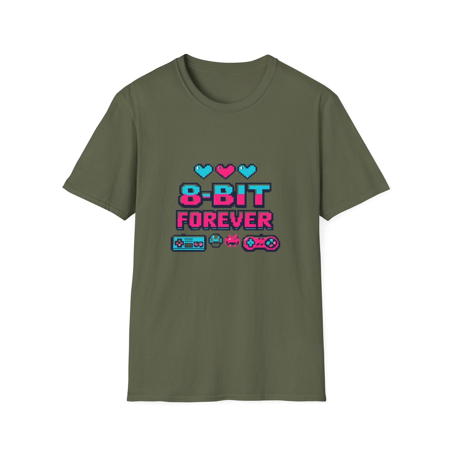 8-Bit Forever Retro Gaming T-Shirt — Pixel Hearts & Controller Tee Printify