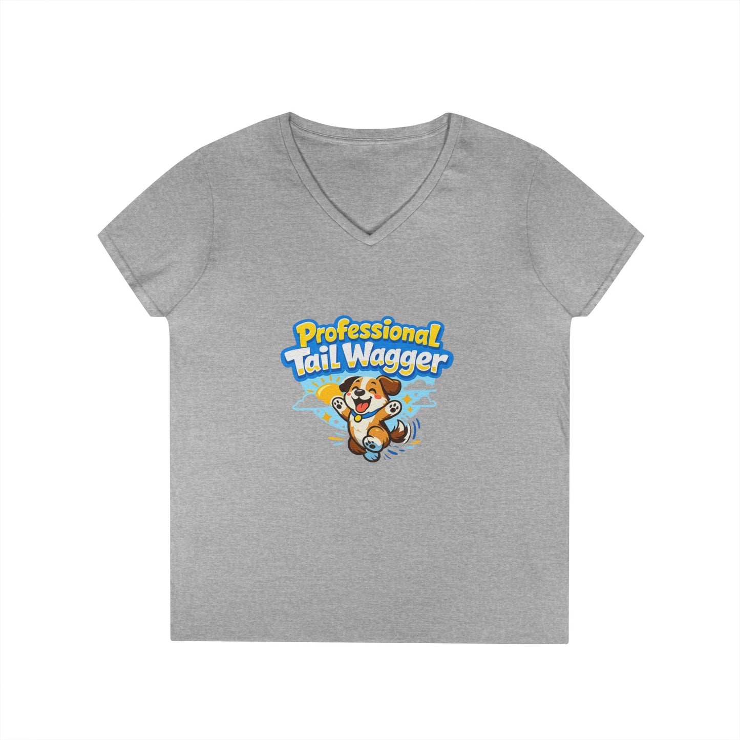 Professional Tail Wagger T-Shirt — Cute Dog Lover V‑Neck Tee Printify