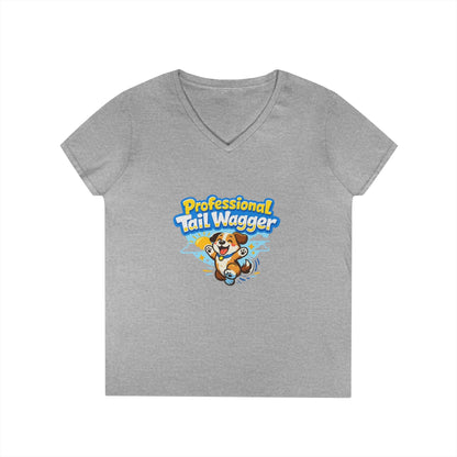 Professional Tail Wagger T-Shirt — Cute Dog Lover V‑Neck Tee Printify