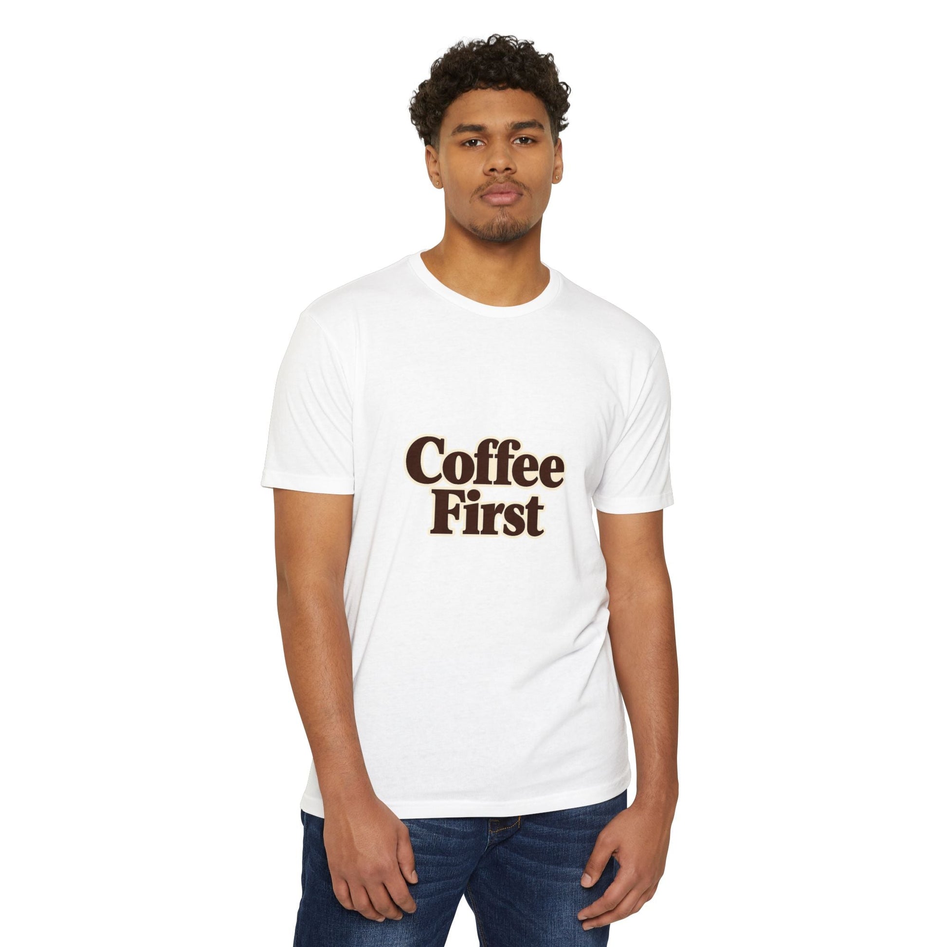 Coffee First T-Shirt — Retro Script Coffee Lover Tee Printify