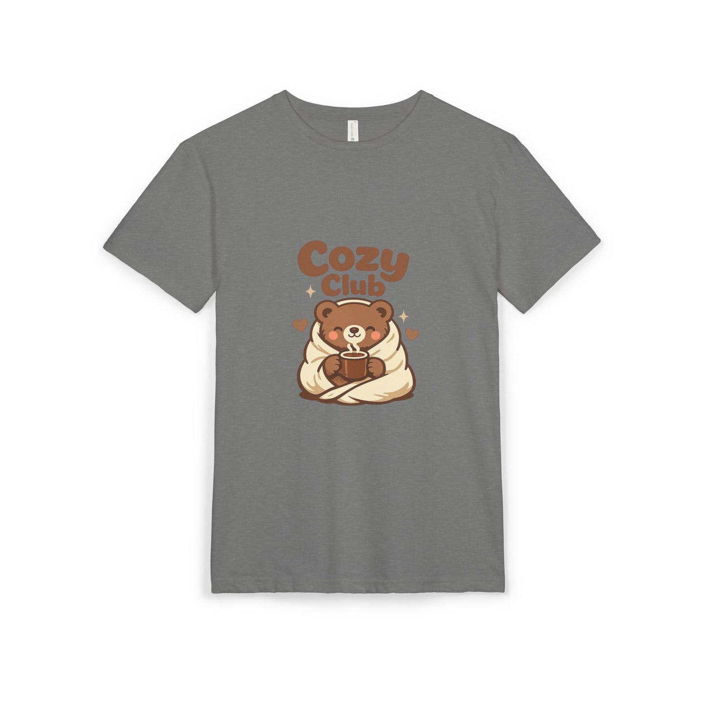 Cozy Club Bear T-Shirt — Cute Blanket & Hot Cocoa Graphic Tee Printify