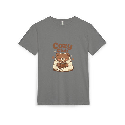 Cozy Club Bear T-Shirt — Cute Blanket & Hot Cocoa Graphic Tee Printify