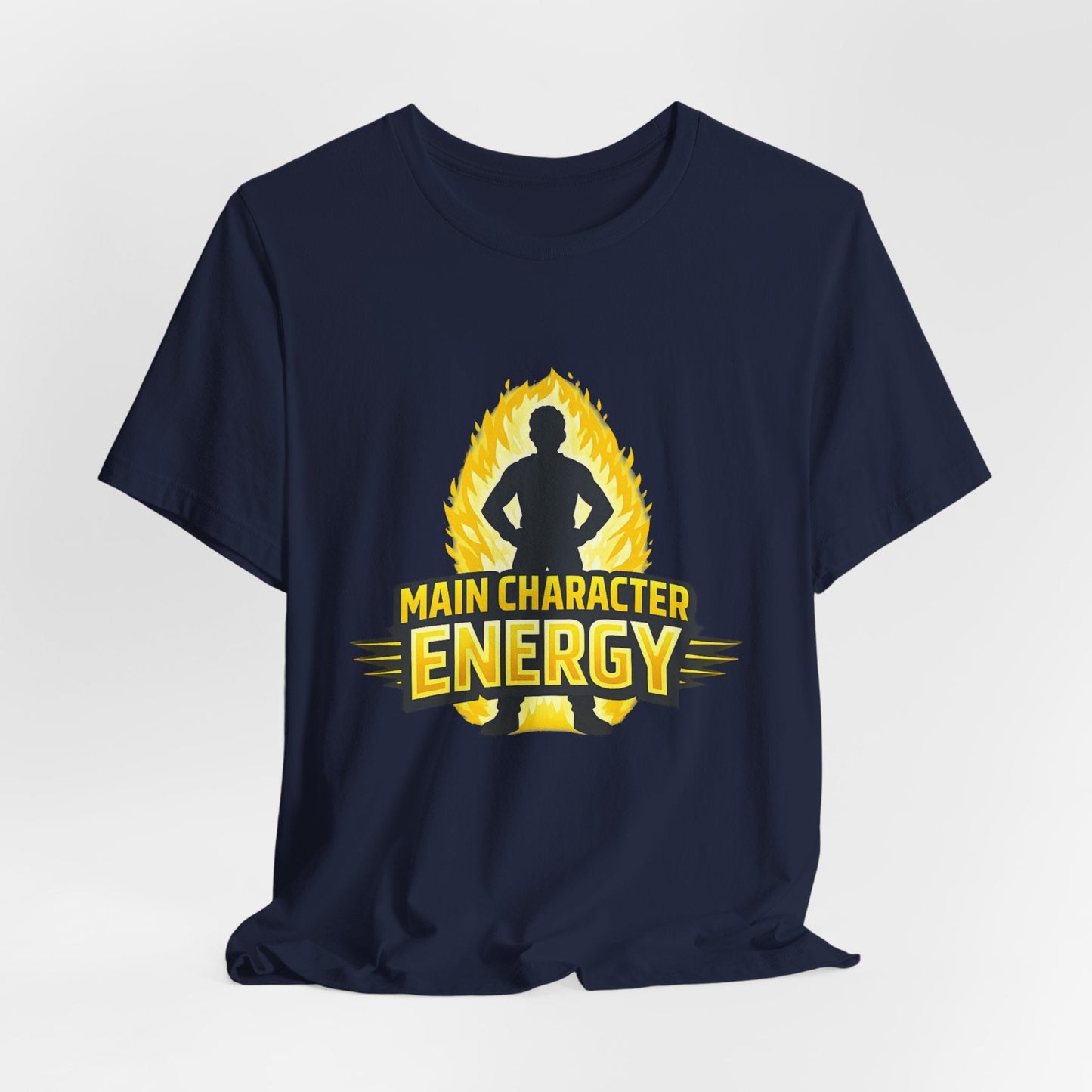 Main Character Energy T-Shirt - Graphic Tee with Bold Silhouette & Flame Design Printify