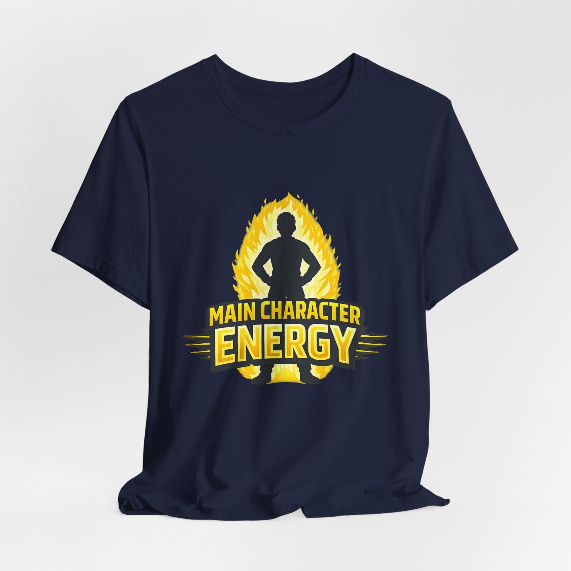 Main Character Energy T-Shirt - Graphic Tee with Bold Silhouette & Flame Design Printify