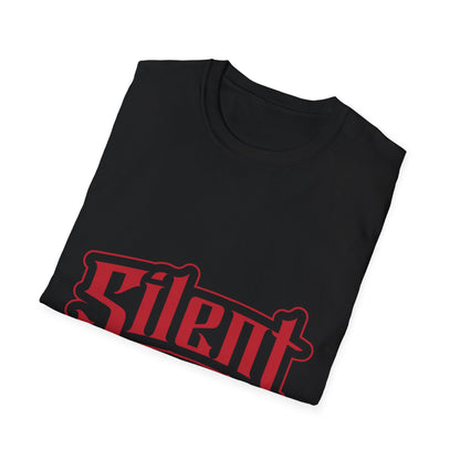 Silent Graphic T-Shirt — Retro Gothic Red Logo Tee