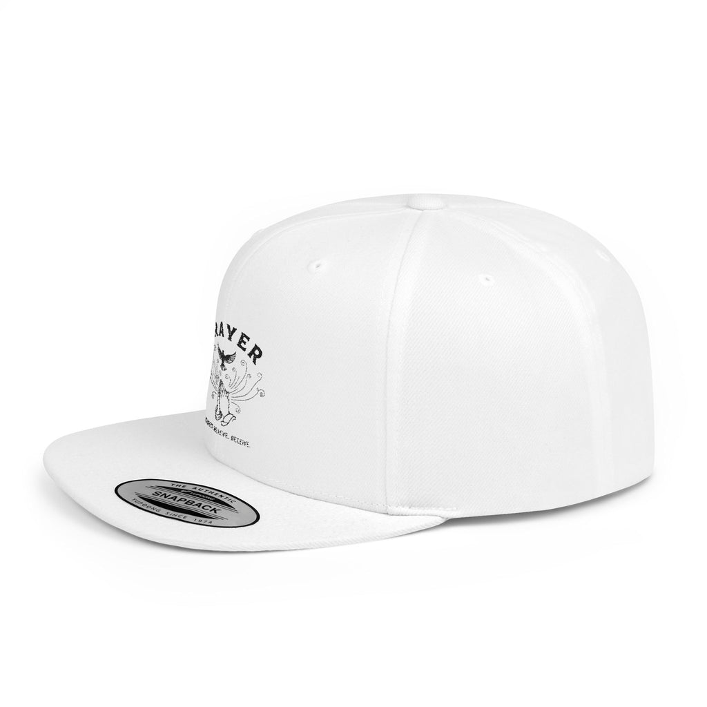 Prayer Skull Flat Bill Snapback Hat — Edgy Christian Streetwear Cap