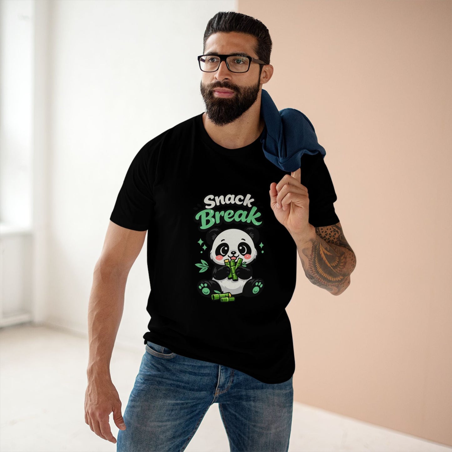 Snack Break Panda T-Shirt — Cute Panda Eating Bamboo Graphic Tee Printify