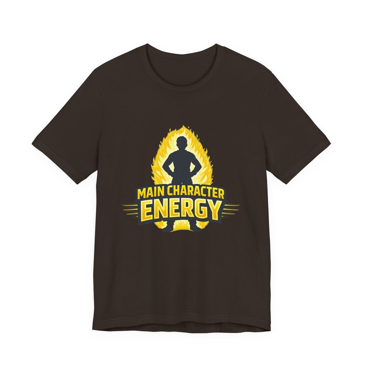 Main Character Energy T-Shirt - Graphic Tee with Bold Silhouette & Flame Design Printify