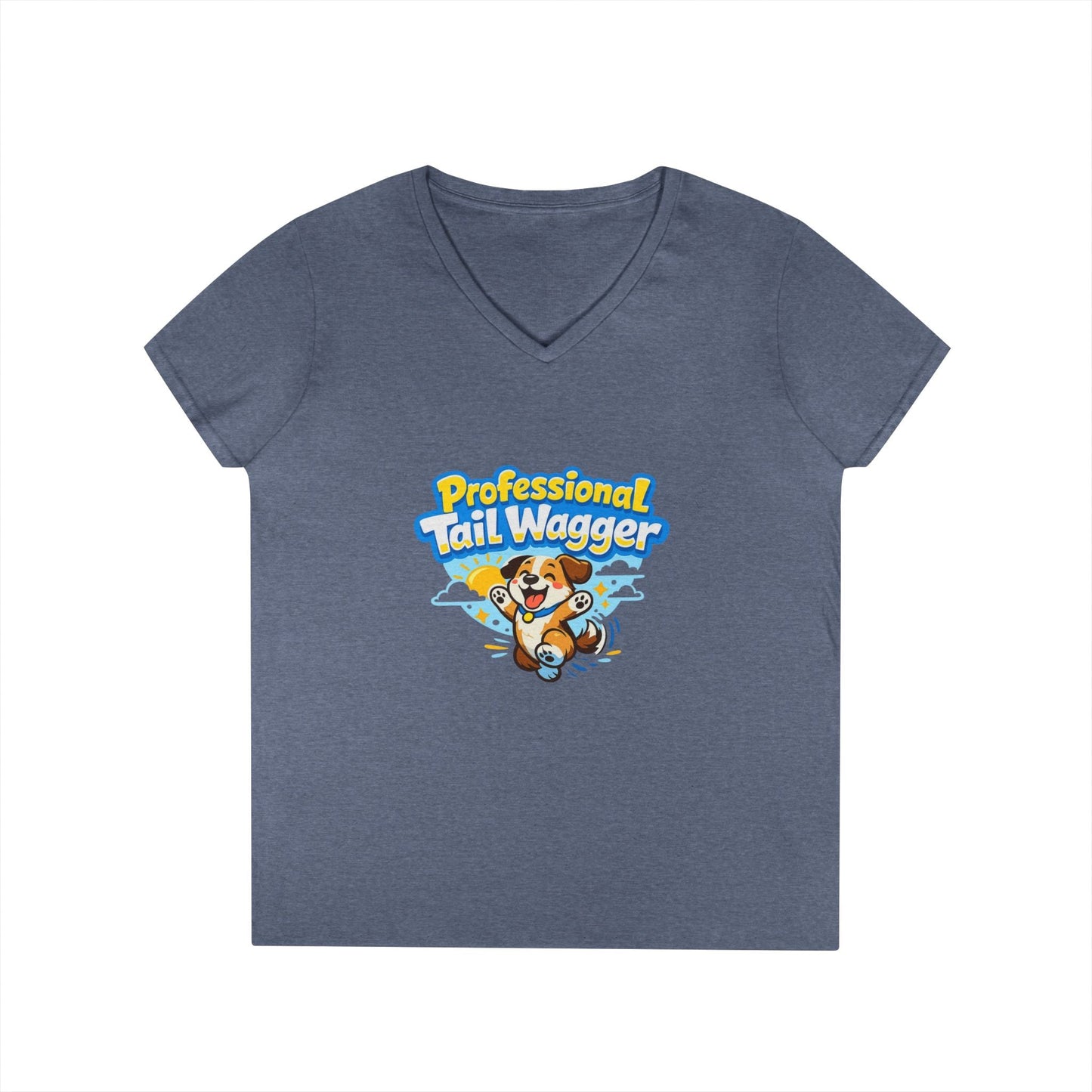 Professional Tail Wagger T-Shirt — Cute Dog Lover V‑Neck Tee Printify