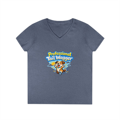 Professional Tail Wagger T-Shirt — Cute Dog Lover V‑Neck Tee Printify