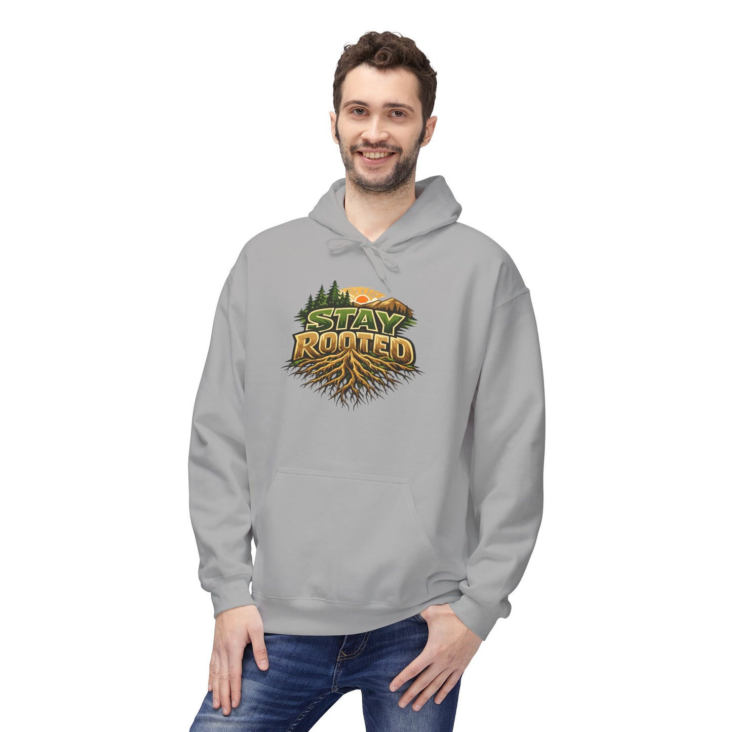 Stay Rooted Hoodie — Forest Nature Graphic Pullover