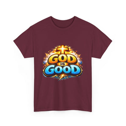 God Is Good T-Shirt for Men – Christian Faith Tee with Cross Graphic Printify