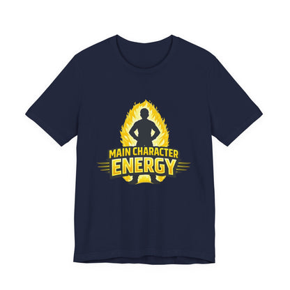 Main Character Energy T-Shirt - Graphic Tee with Bold Silhouette & Flame Design Printify