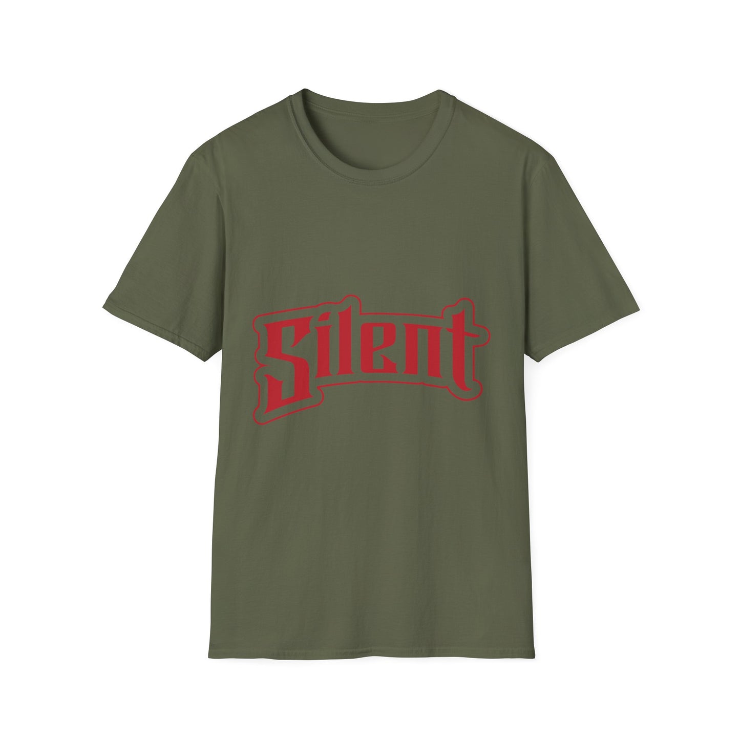 Silent Graphic T-Shirt — Retro Gothic Red Logo Tee