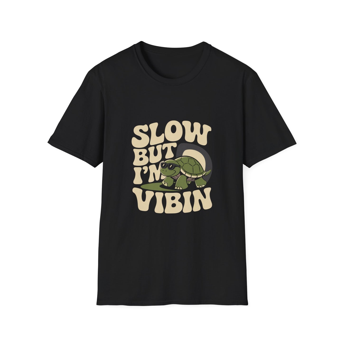 Slow But I'm Vibin Turtle T-Shirt — (Unisex) Cute Retro Vibe Graphic Tee