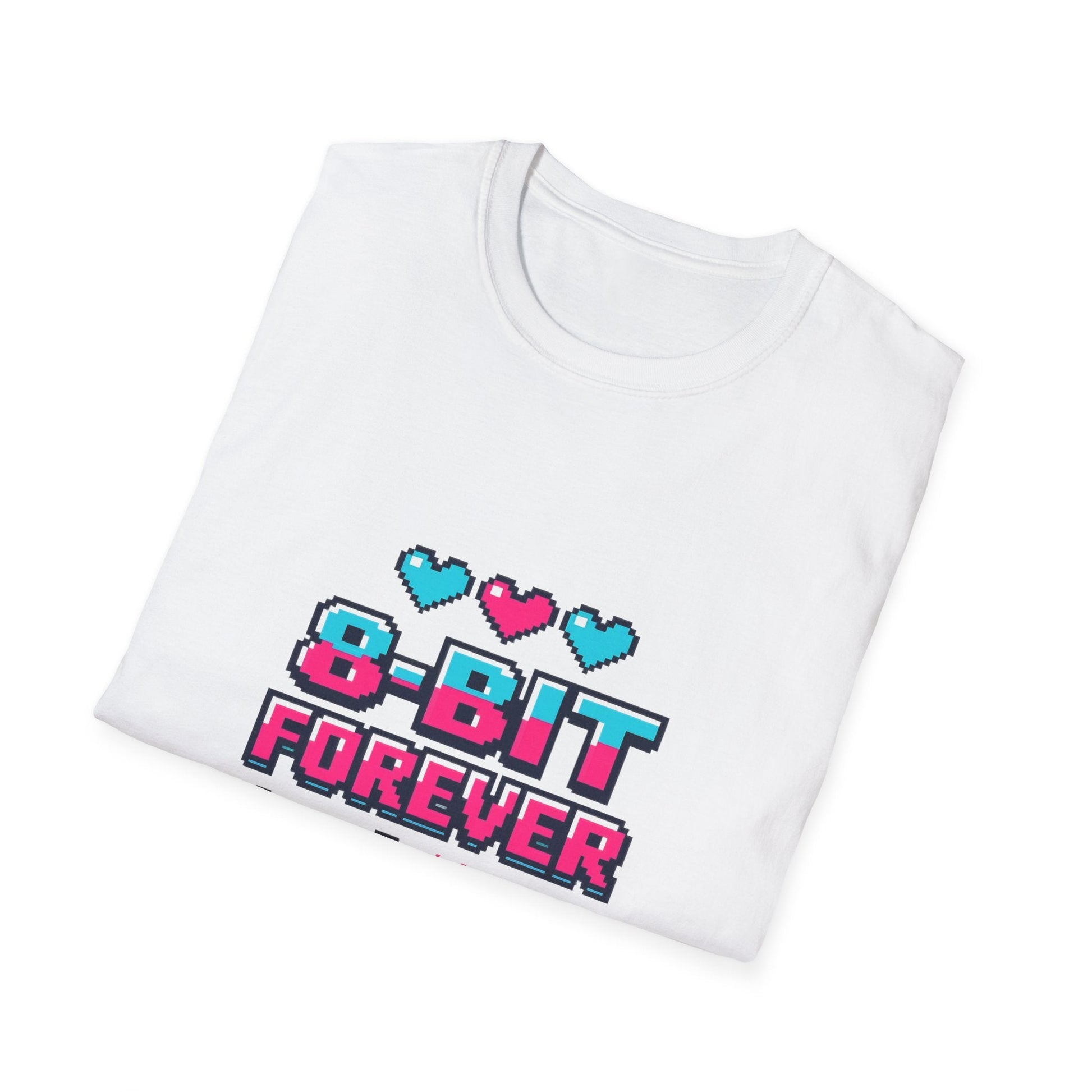 8-Bit Forever Retro Gaming T-Shirt — Pixel Hearts & Controller Tee Printify